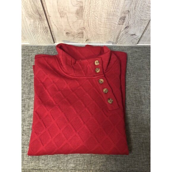 Two Twenty Womens Shirt Size Medium Red Long Sleeves Gold Accent Buttons - Picture 3 of 4